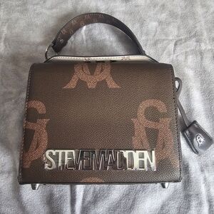 Steve Madden Dark Brown Logo Hand  Bag